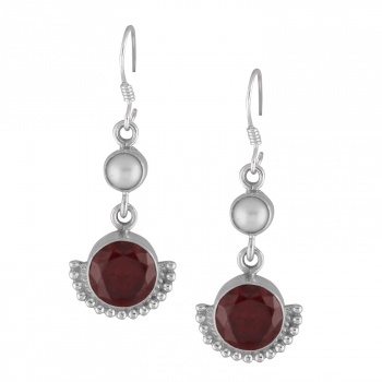 Freshwater pearls pure silver round stone drop earrings for women